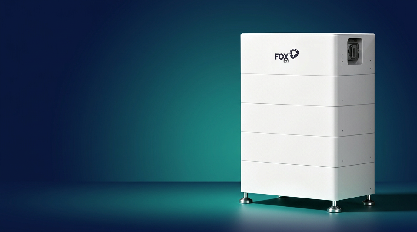 Fox ESS EP11-H home battery β a single slim slab unit shown against a navy and teal background